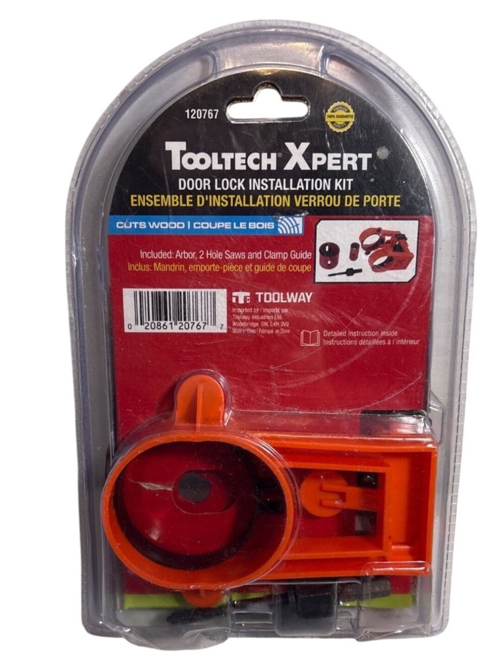 Door Lock Installation Kit W/ Arbor 2 Hole Saws Clamp Guide Wood Tooltech Xpert